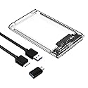 Garrulax External Hard Drive Enclosure , SATA to USB 3.0 2.5 inch SSD HDD 7mm 9.5mm Clear Hard Drive Case Supports UASP SATA (Clear)