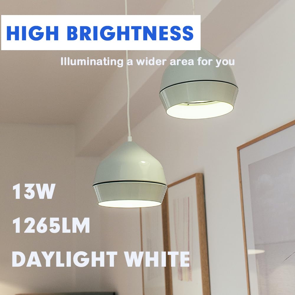 Geminilite 100W Equivalent A19 LED Light Bulbs, 5000K Daylight White, 6Pack
