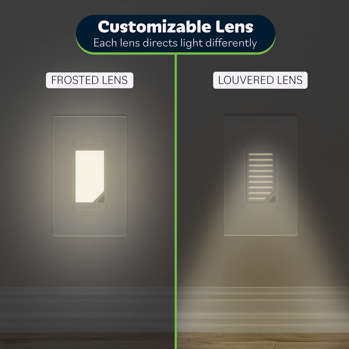 TOPGREENER Full Face LED Decorator Night Light with Auto Sensor, White.