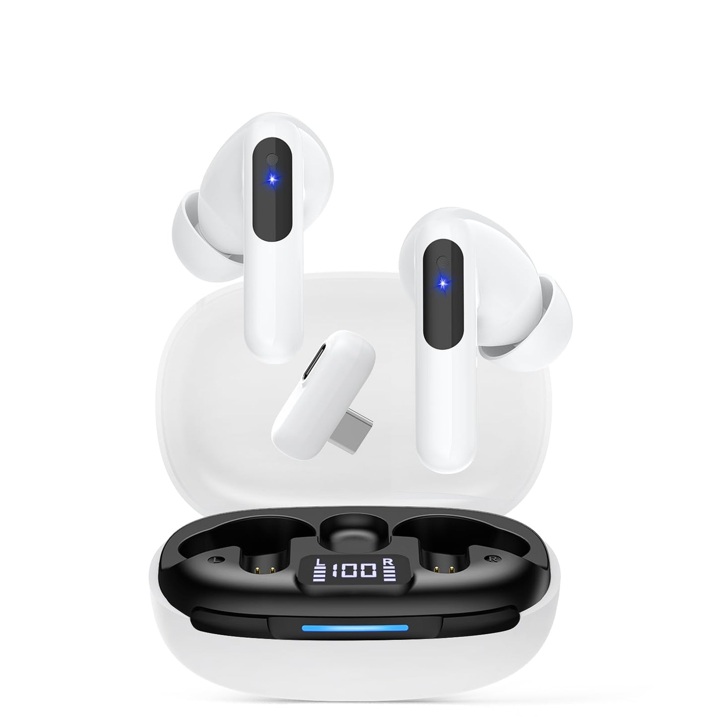 RYR Wireless Gaming Earbuds, 20ms Low Latency, Gaming Earbuds with Noise Cancelling Mic, 2.4Ghz & Bluetooth, LED Display, 36H Playtime for Meta Quest…