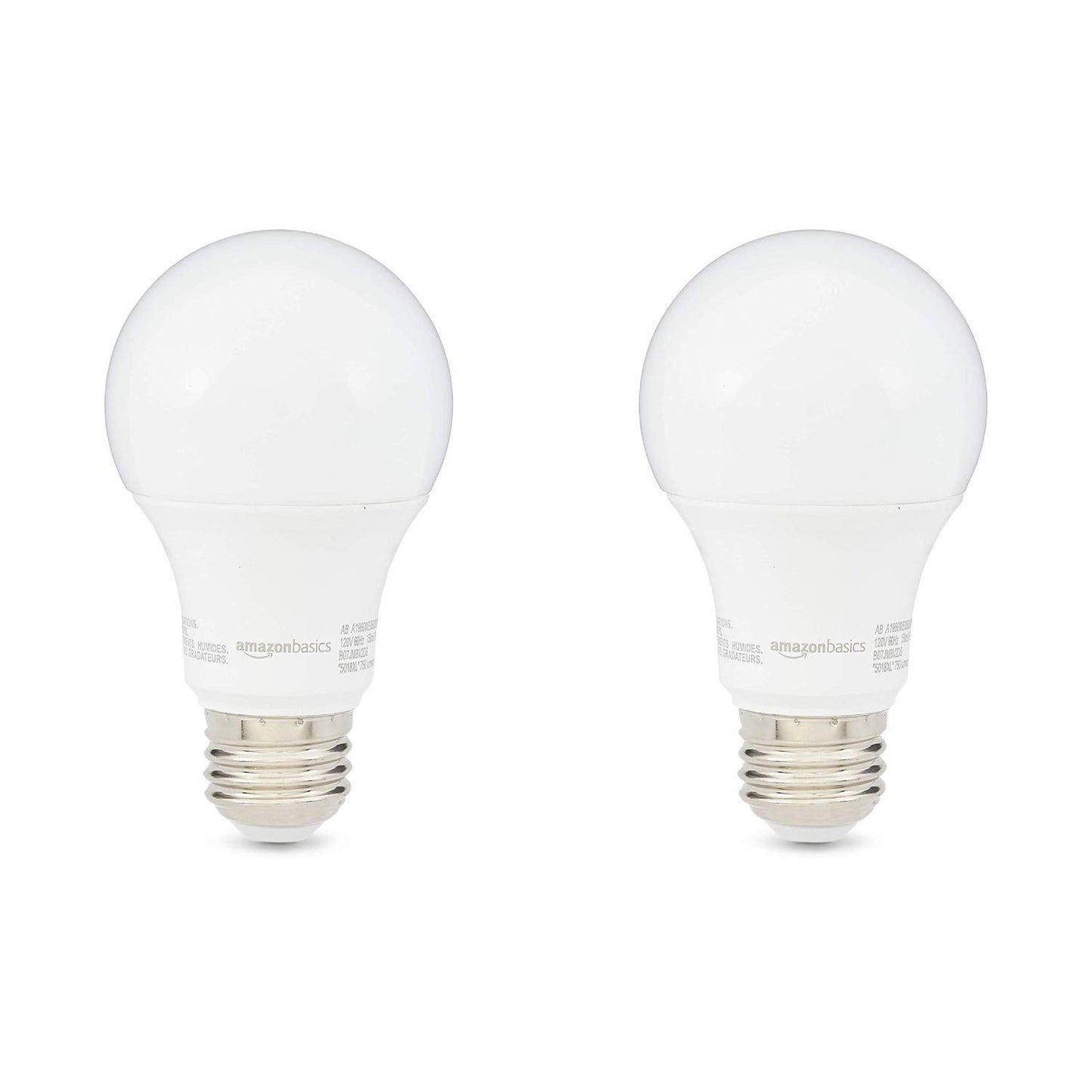 Amazon Basics A19 LED Light Bulbs, 60W Equivalent, 9W Energy Efficient, E26 Standard Base, Soft White 2700K, Non-Dimmable, 10,000 Hour Lifetime, Easy