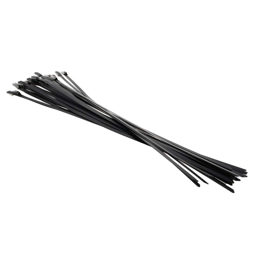 MroMax Stainless Steel Zip Ties 11.8 inches x 0.18 inches Metal Exhaust Wrap Multi-Purpose Electrical Cable Locking Cord Management Straps 100pcs