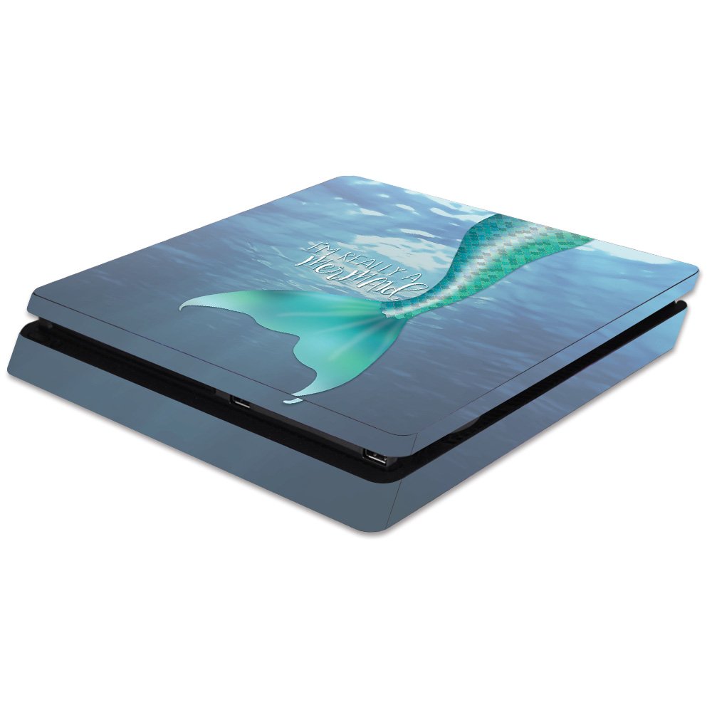 MightySkins Skin Compatible with Sony PS4 Slim Console - Im Really A Mermaid | Protective, Durable, and Unique Vinyl Decal wrap Cover | Easy to Apply
