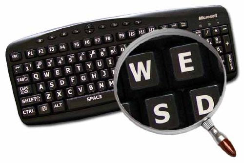 English US Large Letters Keyboard Stickers Matte Non Transparent Black Background (Upper CASE) by 4Keyboard