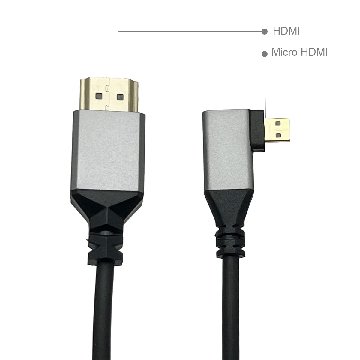 Seadream 4K Micro HDMI to HDMI Coiled Cable;Right Angled Coiled Spring Micro HDMI to Full HDMI Male to Male Cable - Stretched Length 50cm to 240cm