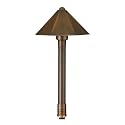VOLT Parasol 12V Brass Mini Path Light (13" Tall, 7" Shade) with 3W 2700K Warm White G4 LED Bulb for Low Voltage Landscape Lighting on Outdoor