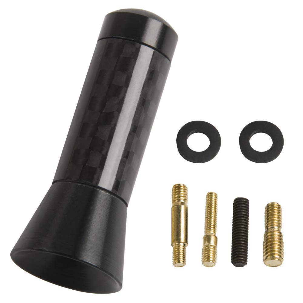 1.4" Short Carbon Fiber Antenna Aluminum Black Vehicle Car Aerial Universal Replacement by GTP