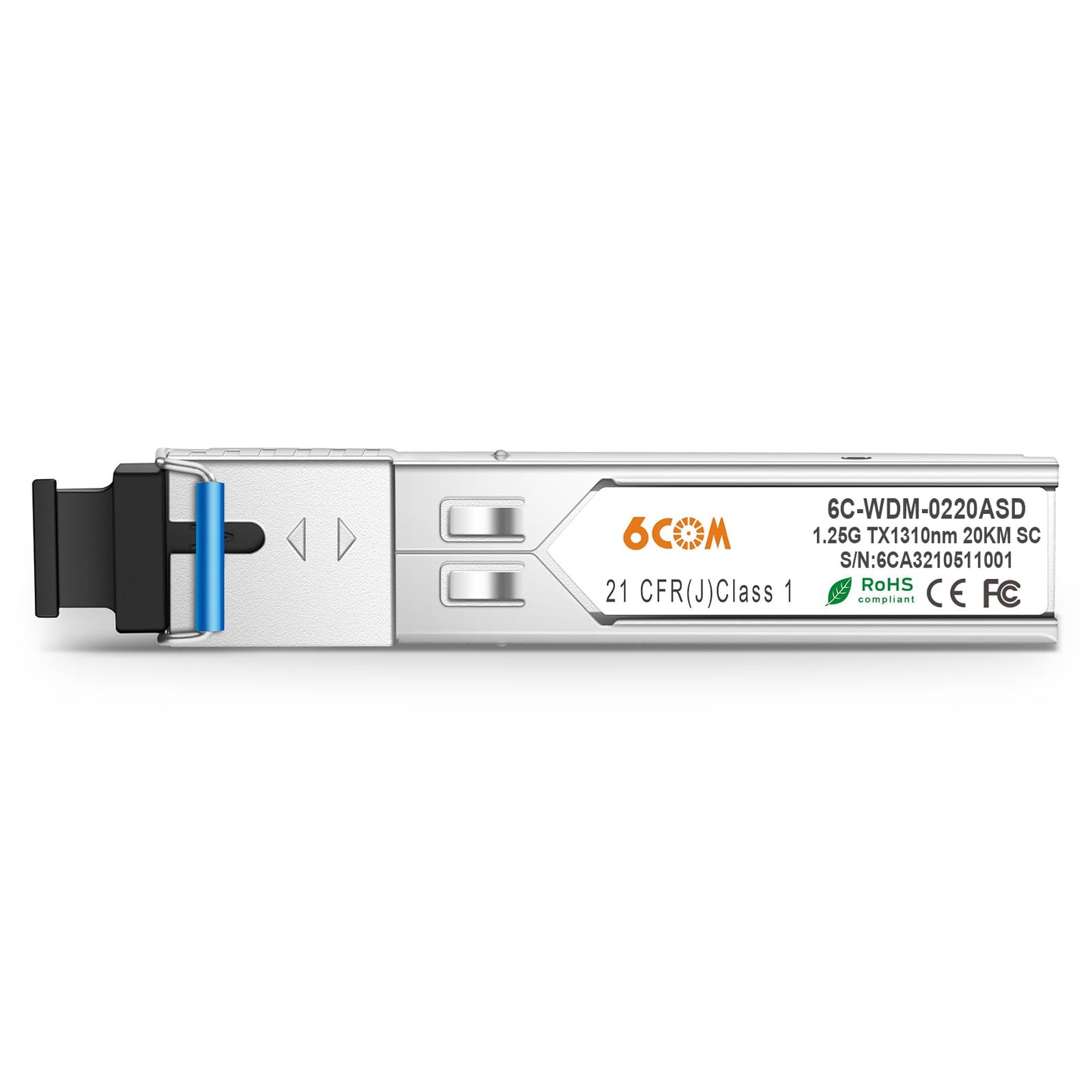 6COMGIGA A Pair of 1.25G SFP SC Connector Bidi Transceiver, 1000Base-BIDI SFP 1310nm/1550nm SMF Transceiver, up to 20km, Compatible with Cisco