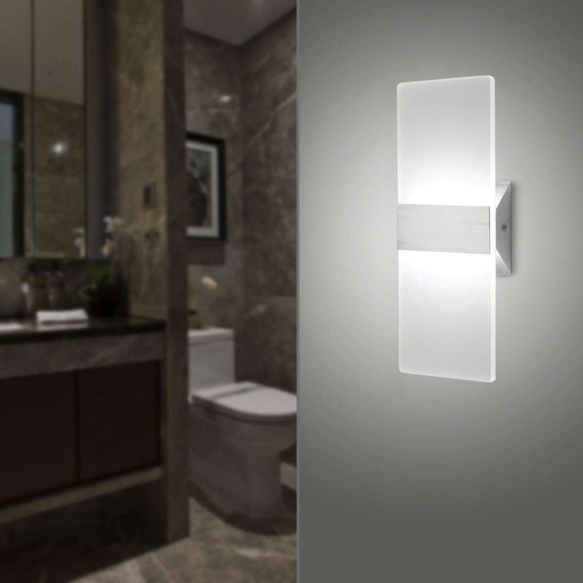 ChangM Modern LED Acrylic Wall Sconce 12W Cool White 6000K Up Down Lamp for Bedroom Corridor Stairs Bathroom Indoor Lighting Fixture Lamps Home Room
