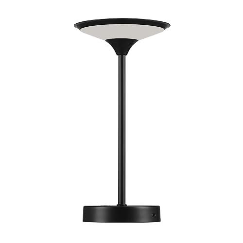 Globe Electric x Novogratz 60000031 12" 1.5W LED Integrated Outdoor Table Lamp, Matte Black, Frosted Diffuser, USB-C Charging Cable, On/Off Touch