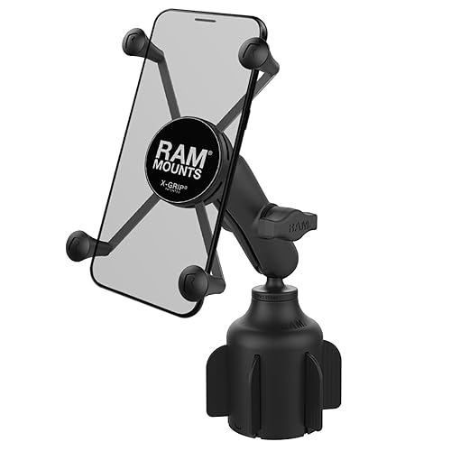 RAM MOUNTS X-Grip Large Phone Mount with Cup Holder Base, Stubby Car Cup Holder Mount for Truck & Vehicle, B Size 1" Ball RAP-B-299-4-UN10U
