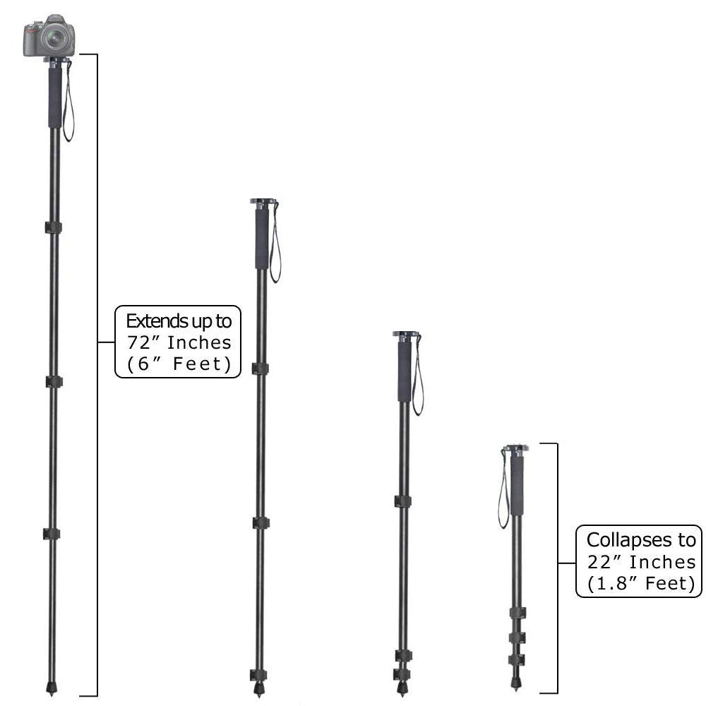 Pro Series 72" Monopod w/Quick Release for Canon, Nikon, Sony, Samsung, Olympus, Fujifilm, Panasonic & Pentax + eCostConnection Microfiber Cloth