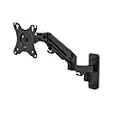 Monoprice Full Motion Wall Mount - for Monitors Up to 27 Inch, Adjustable Gas Spring, 2-Segment, Supports Max Weight 15.4 Pounds, Black - Workstream