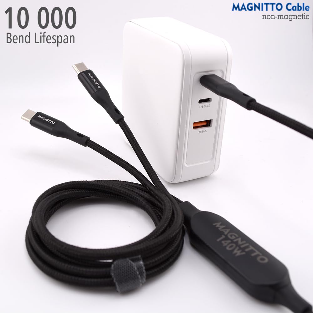 MAGNITTO USB C to USB C Cable 7.5ft 140W Max, 2-in-1 Fast Charging for iPhone 17/17 Pro Max/16 Series,MacBook Air/Pro,and More, Durable Cord