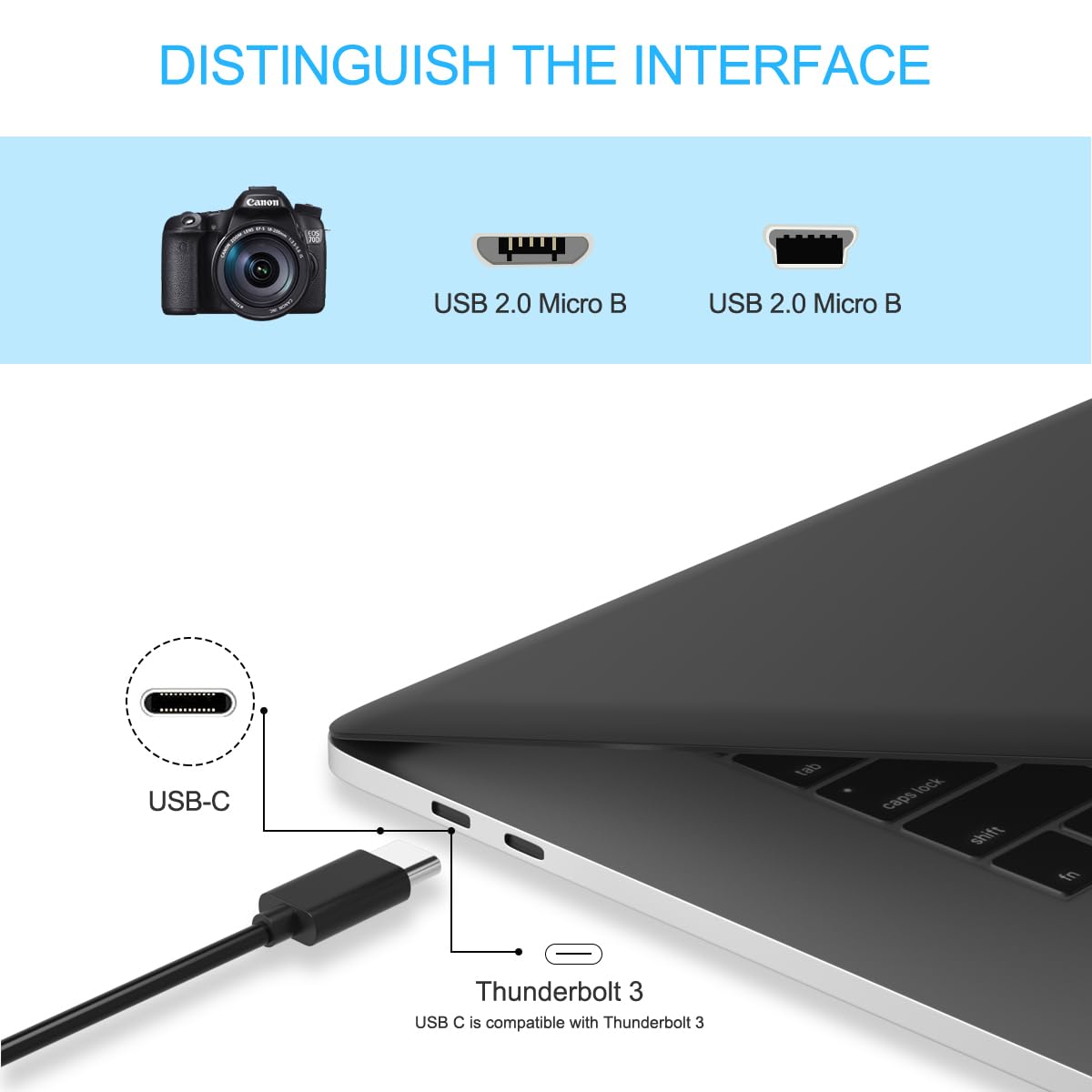 USB C to Micro USB Cable,Type C to Micro USB Charger Compatible with Samsung Galaxy S4/S7 for MacBook Pro Air,Fire Tablets,TV Stick,Short USBC Adapter