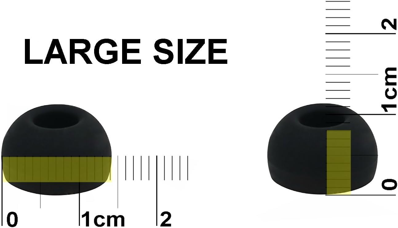 12pcs (All-B) Large (L) Replacement Ear Adapters Earbuds Ear Tips for in Ear Earphones with 4.9mm to 6.3mm Nozzle Attachment