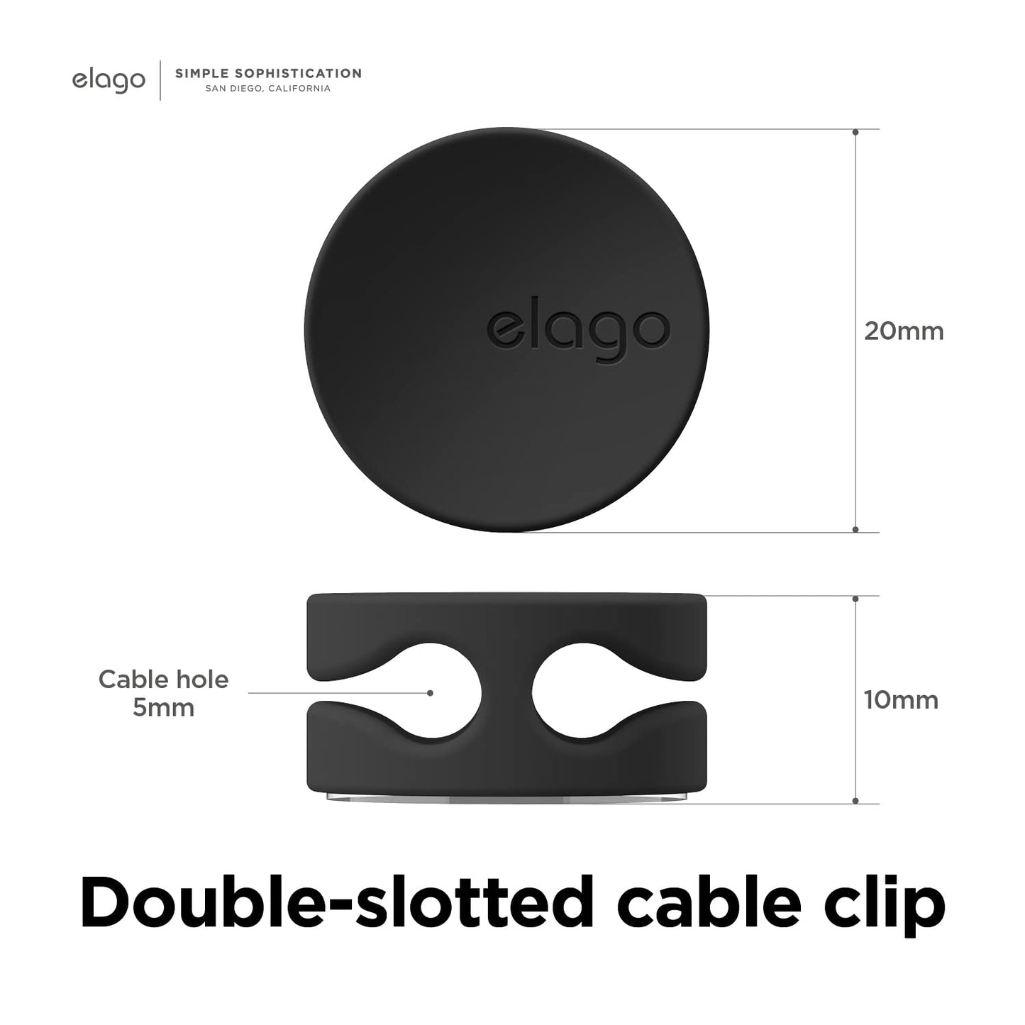 elago Cable Management Buttons - Desk Organizers, Desk Accessories, Cable Clips, Cord Organizer, Office, Home Office, 2 Cable Holding Slots, Flexible