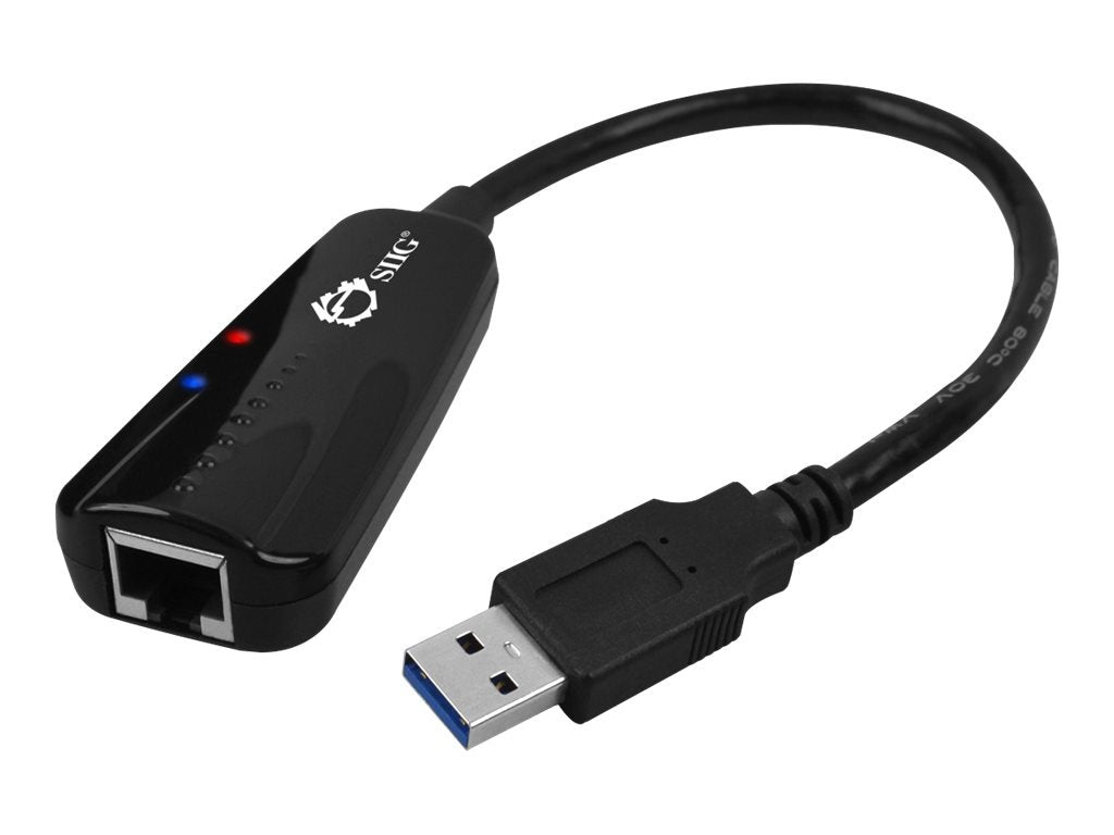 Siig JU-NE0711-S1, Network Adapter, Super Speed USB 3.0, Gigabit Ethernet, Black