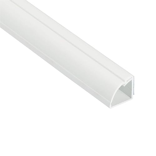 D-Line 39" White Quarter Round Cable Raceway, Corner Cord Cover, Self-Adhesive Floor Molding with Wire Channel - 0.87" (W) x 0.87" (H) x 39in Length