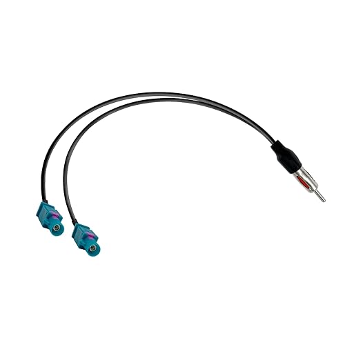 POBADY Splitter Cable DIN Male to Dual Fakra Z Male Car Radio Antenna Splitter Cable Fakra Z Plug to DIN Plug to Cable RG174 39CM/15IN for AM/FM Car
