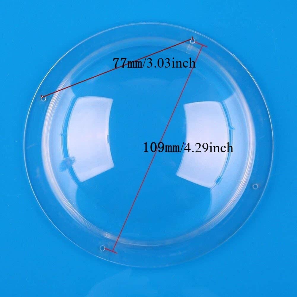 Trolleyshop Diameter 3.94 inch/100MM w/ 4 Holes Acrylic Dome Flange Transparent Plastic Hemisphere Indoor/Outdoor CCTV Replacement Clear Dome Camera