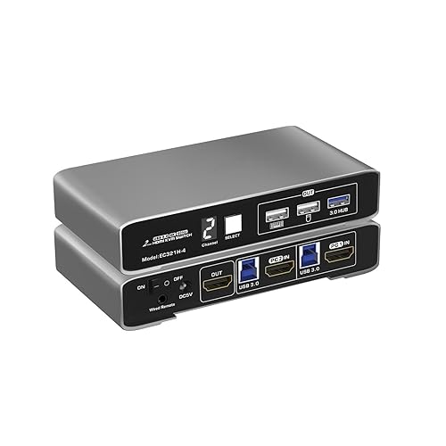 HDMI KVM Switch for 2 Computers 1 HDMI Monitor USB 3.0 8K@60Hz 4K144Hz with Remote
