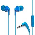 PANASONIC ErgoFit Earbud Headphones with Microphone and Call Controller Compatible with iPhone, Android and Blackberry - RP-TCM125-A - In-Ear (Blue)