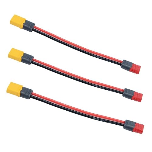 Yiqigou 3PCS Amass XT60 XT60H Male Female Plug Connector to T Male Female Plug Connector Conversion Adapter with 10cm Silicone Wire (XT60 Male to T
