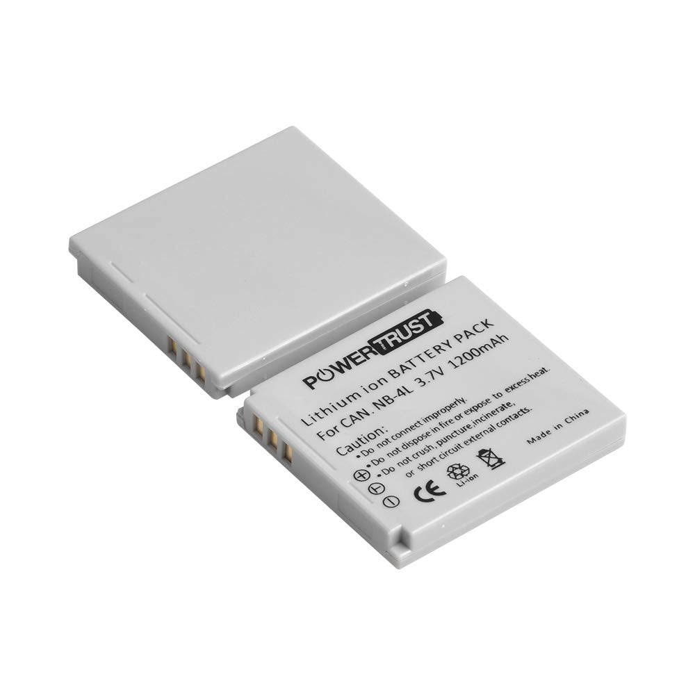 PowerTrust 2Pcs NB-4L NB4L Battery + Fast Charger for Canon PowerShot ELPH 100 HS, 300 HS, 310 HS, SD1000, SD1100 is, SD1400 is, SD200, SD30, SD300