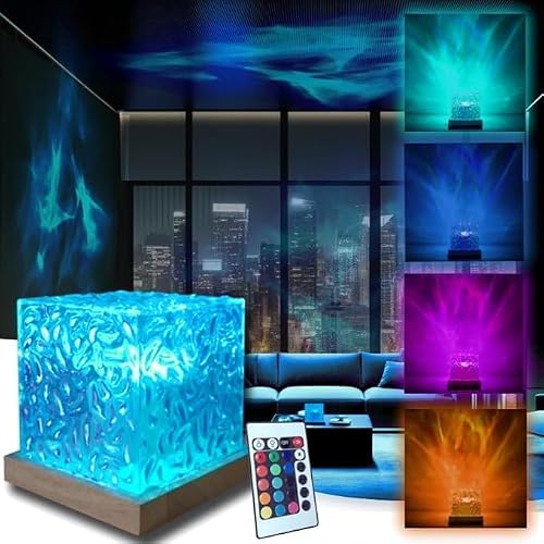 Ocean Wave Light Projector | Northern Lights Aurora & Crystal Ripple Lamp | Ocean Mood & Night Light with Remote, Multi-Mode Moving Waves & Aurora