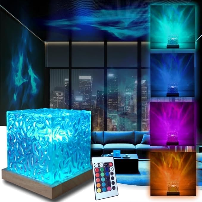 Ocean Wave Light Projector | Northern Lights Aurora & Crystal Ripple Lamp | Ocean Mood & Night Light with Remote, Multi-Mode Moving Waves & Aurora