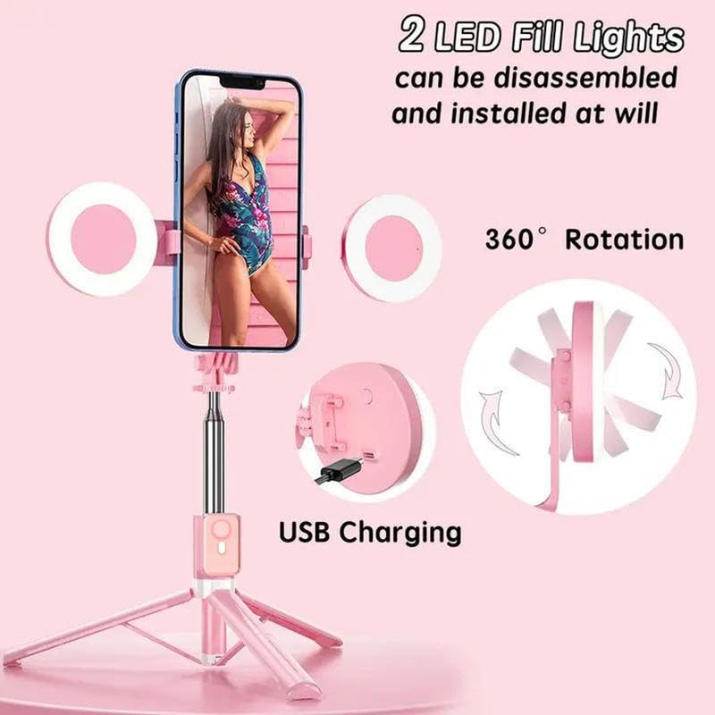 Selfie Stick Tripod with Light and Bluetooth Remote, 67" Extendable Mini Tripod Stand for iPhone Samsung Android, 6 in 1 Wireless Selfie Stick