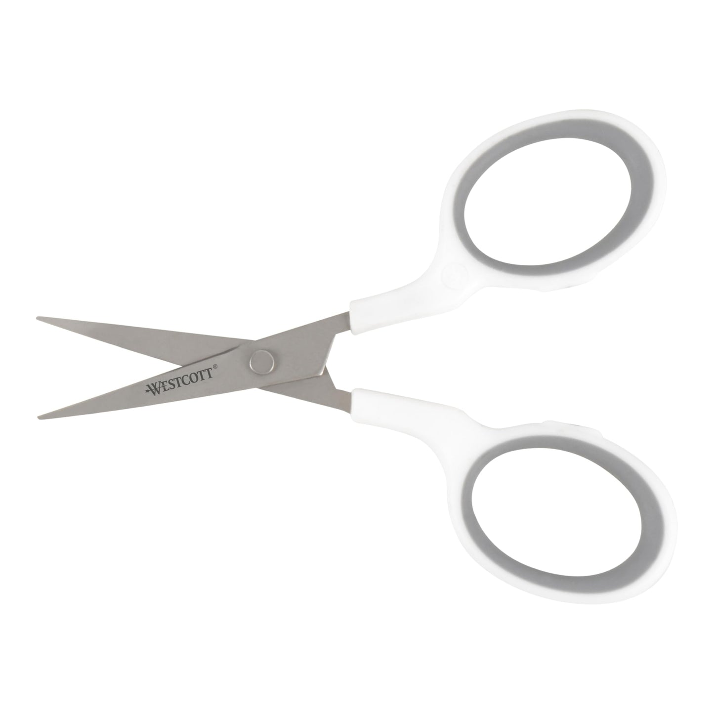 Westcott 4" Embroidery Scissors with Straight Titanium-Bonded Blades for Crafting, Sewing & More (White/Gray)