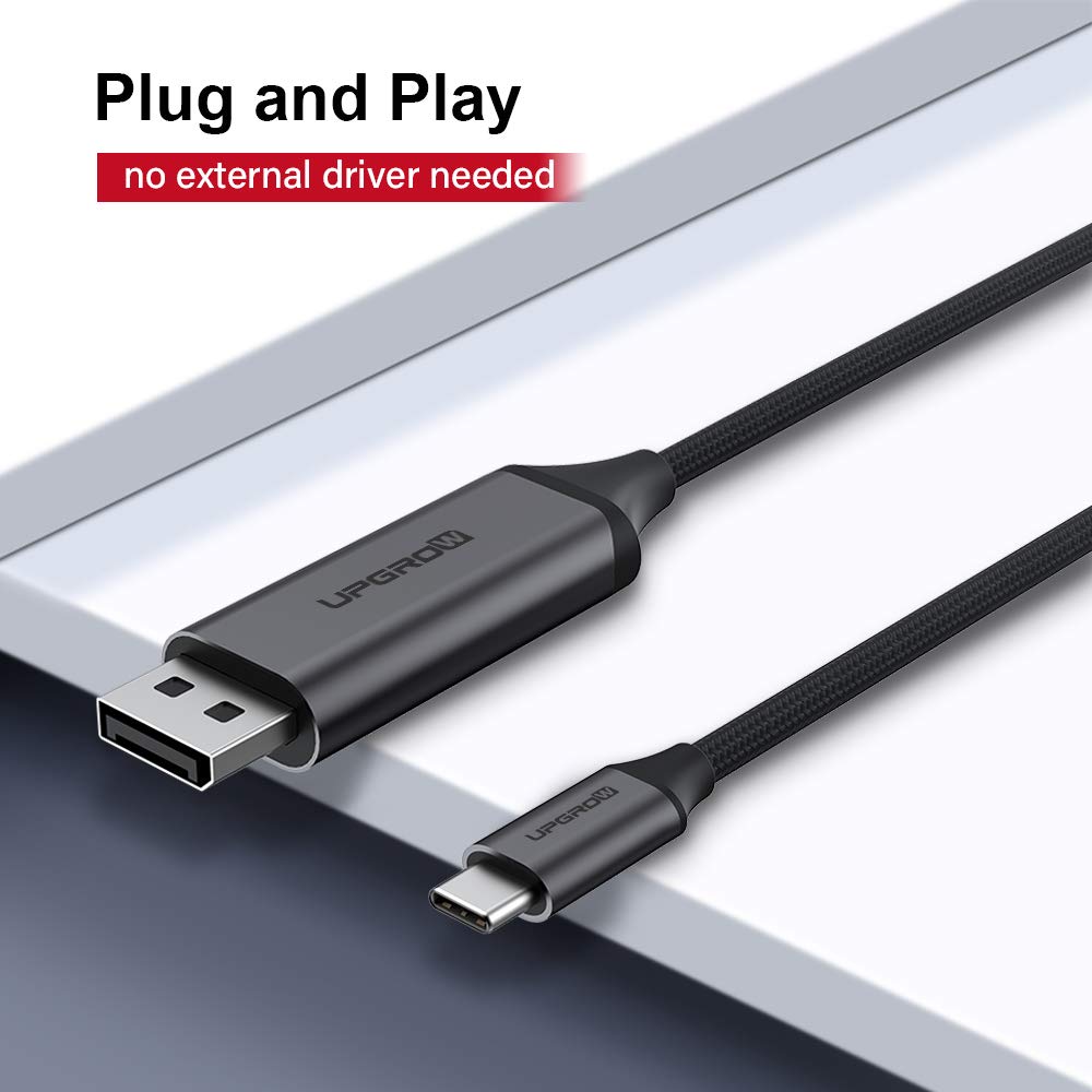 Upgrow USB C to DisplayPort Cable 4K@60Hz 6FT for Home Office USB C to DP Cable Compatible with MacBook Pro/Air, iPad Pro with USB-C Port