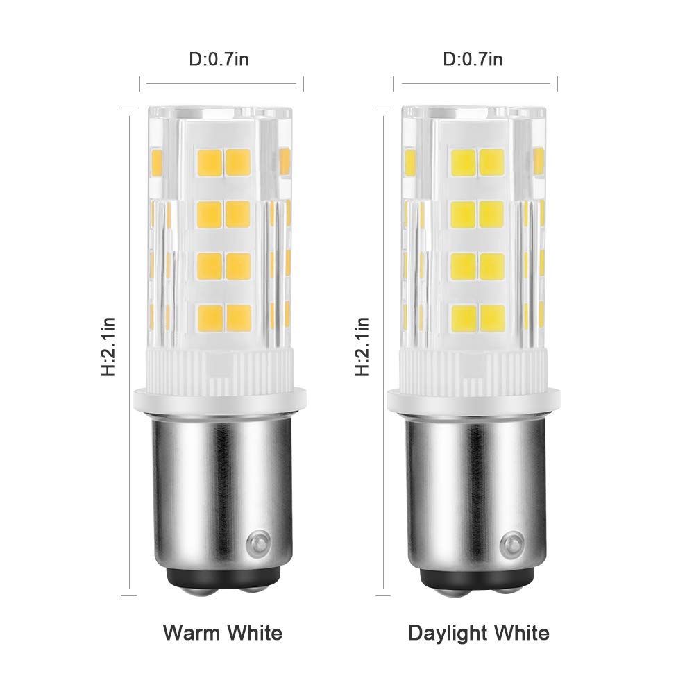 X-Molin 2-Pack Sewing Machine Light Bulb Double Contact Warm White 2700-3000K 15T7DC Base Replacement for Singer/Kenmore Sewing Machine 120V 3.5W LED