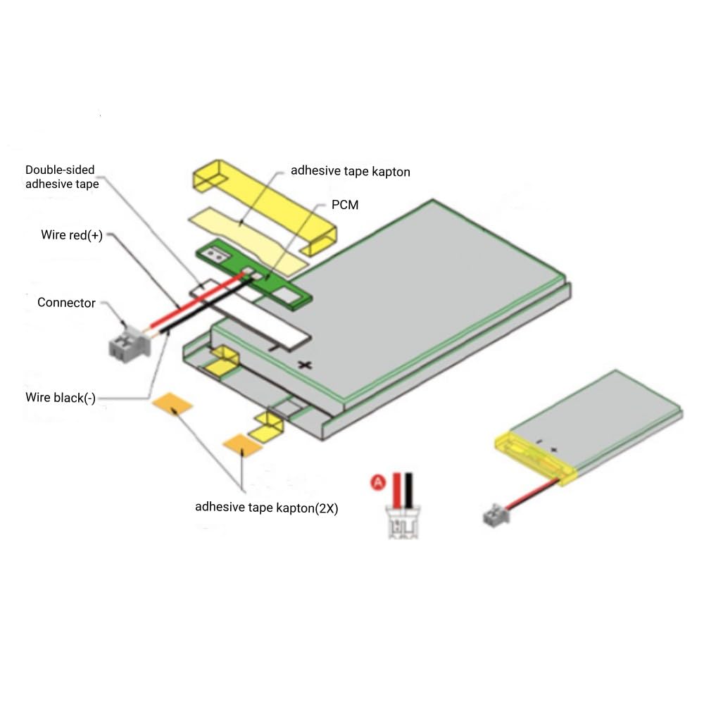 RAEWSTCO 2PCS Octelect 3.7v 1000mah 503450 Lithium Polymer lipo Rechargeable Battery (1.25PIN)