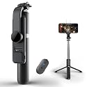 Enkarl Selfie Stick Tripod with Light, All in One Cell Phone Tripod, Cellphone Tripod with Wireless Remote and Phone Holder, Portable
