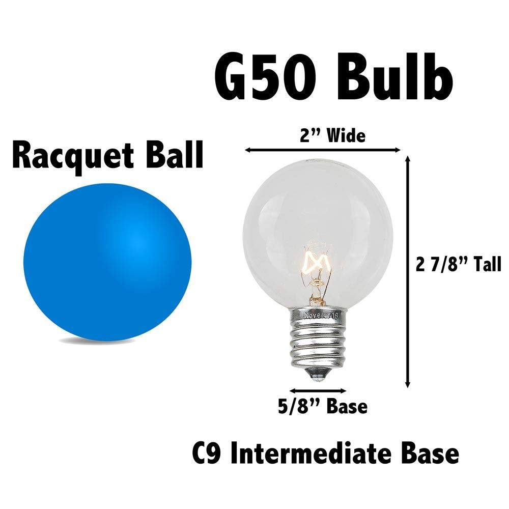 25 Foot G50 Outdoor Patio String Lights with 25 Red Globe Bulbs - Indoor Outdoor String Lights - Market Bistro Café Hanging String Lights - C9/E17