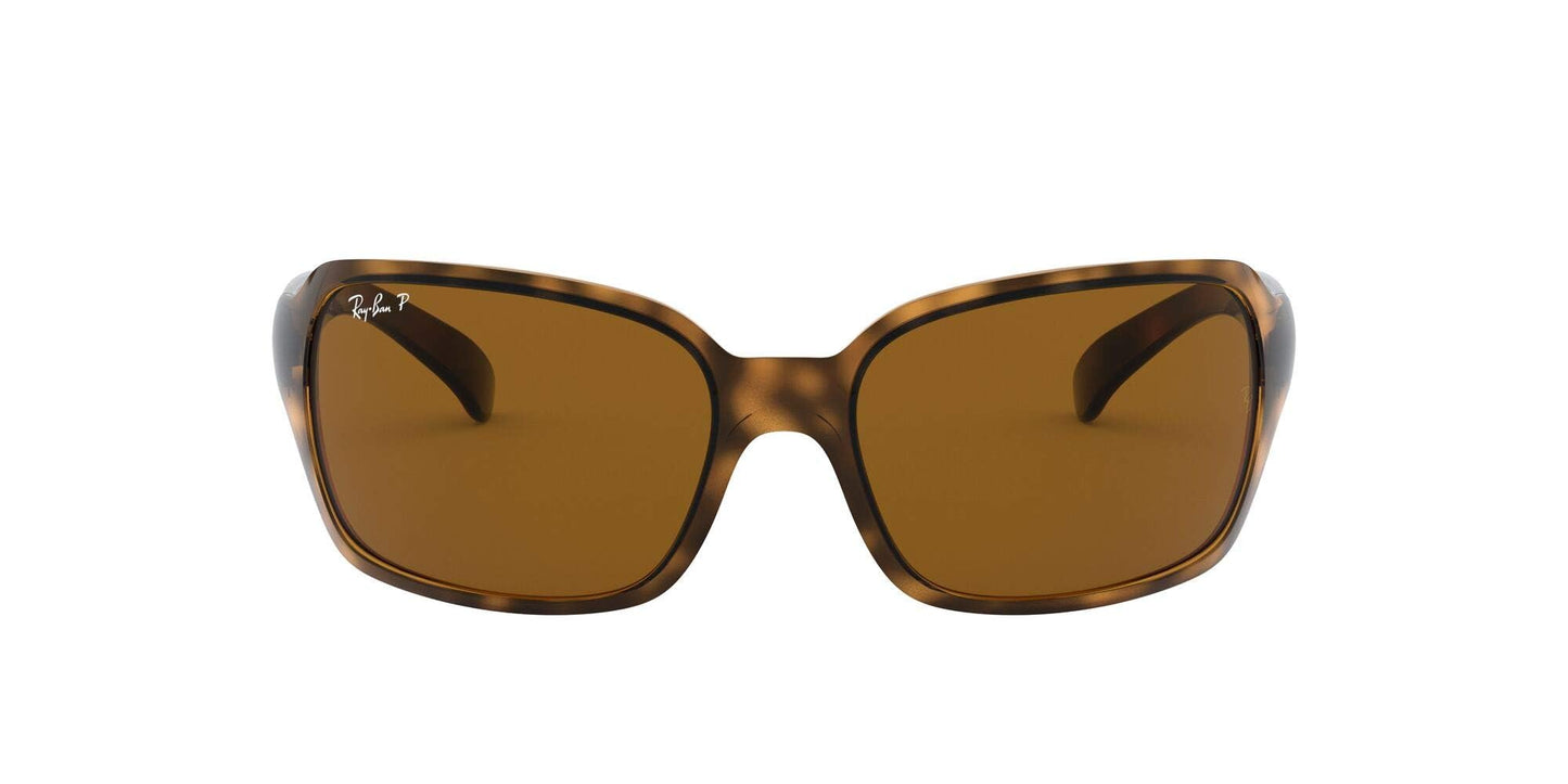 Ray-Ban Womens RB4068 Square Sunglasses, Havana/Polarized B-15 Brown, 60 mm