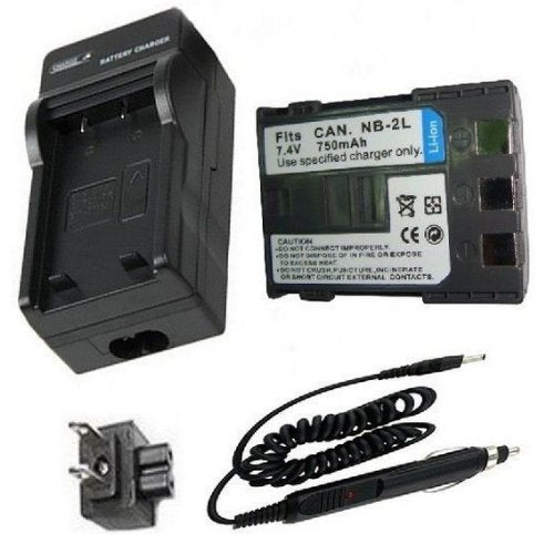 Battery and Charger Kit for Canon Elura 40MC, Elura 50, Elura 60, Elura 65, Elura 70, Elura 80, Elura 85, Elura 90, Optura 30, Optura 40, Optura 50