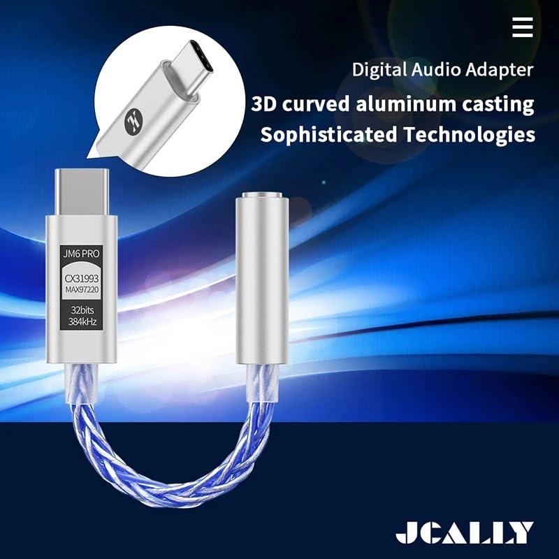 JCALLY JM6 Pro USB C Type-C to 3.5mm Dual DAC CX31993 MAX97220 digital audio portable decoding amp Hifi DAC mobile headset adapter for iPhone 15 plus