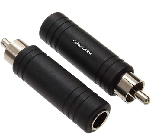 CablesOnline, 2-Pack RCA Male to 1/4" (6.3mm) TS Mono Female Audio Adapters, AV-A22-2