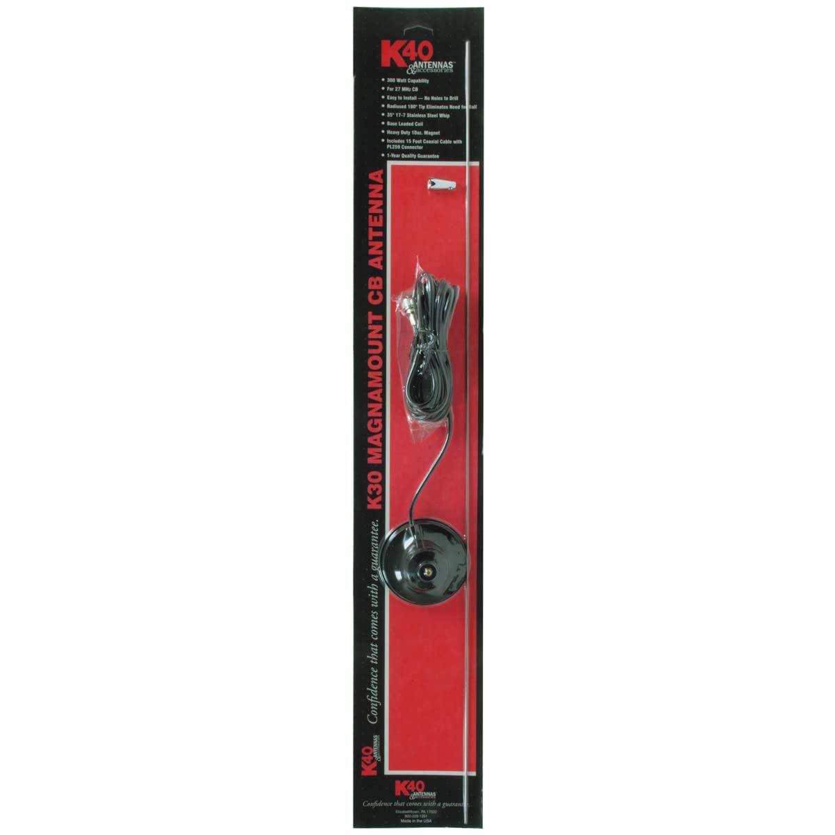 K30 35" Magnet Mount Stainless Steel CB Antenna - 300 Watts