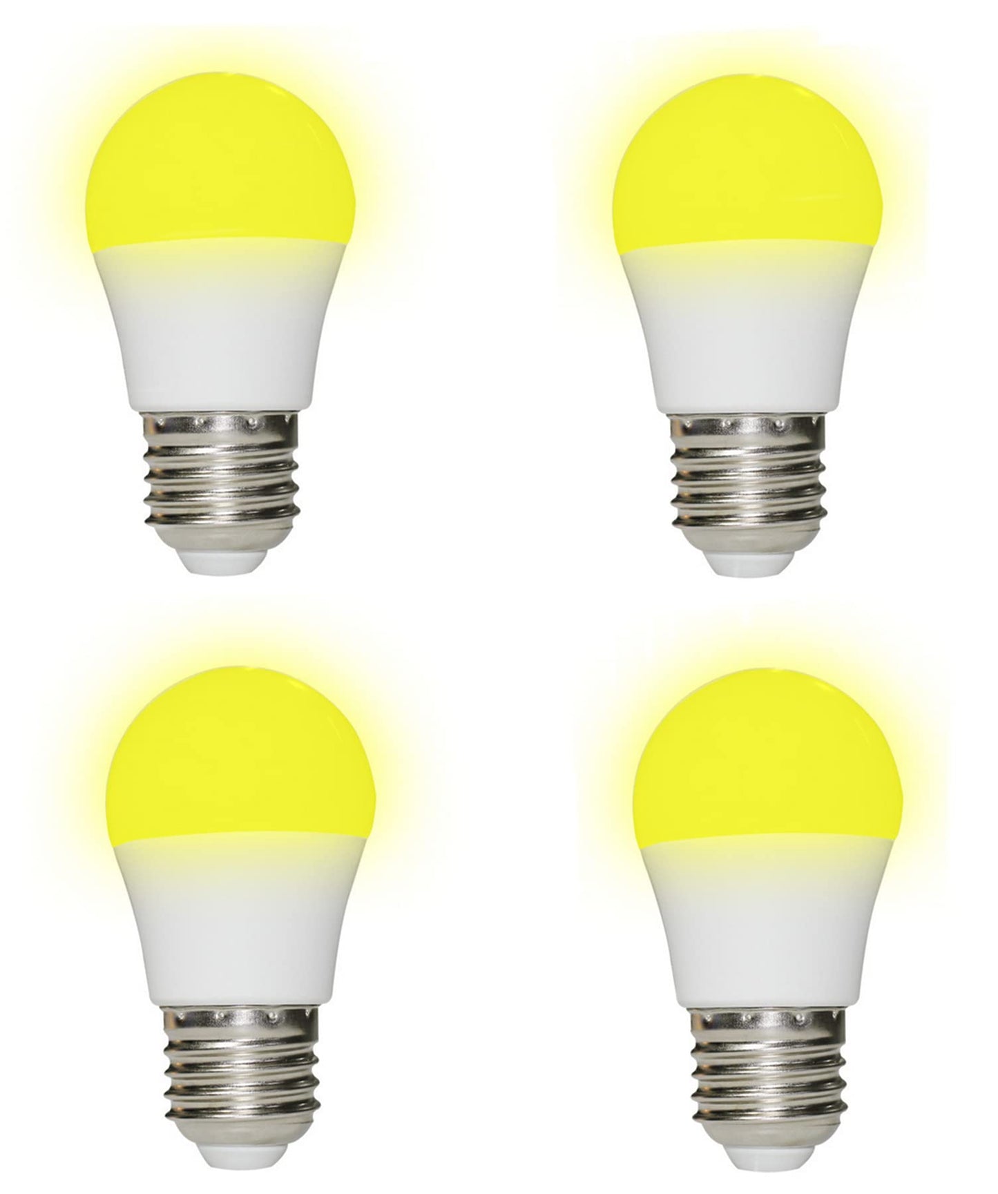 Qixivcom 4-Packs 5W G45 Yellow LED Light Bulbs E26 Outdoor Bug Light Bulb 35W Equivalent 300LM 2000K Amber Glow Yellow Bug Light Bulb Night Light