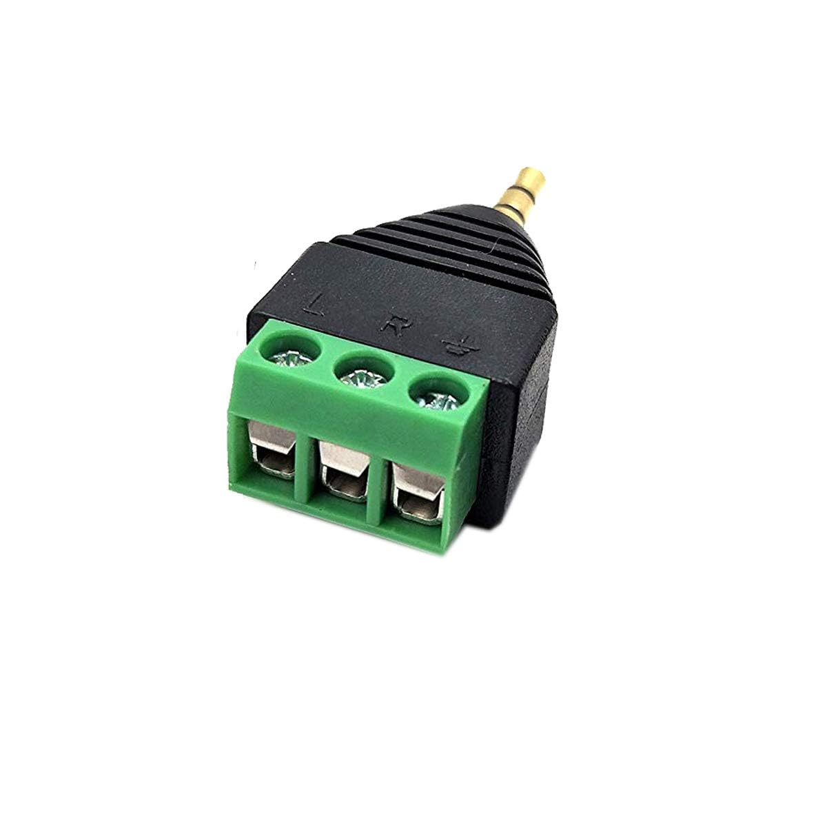 Kework 5 Pack 1/8" 3.5mm TRS Male Jack Terminal Block Connector, 3.5mm 3 Pole Stereo Audio Plug Headphone AUX Balun Bolt Screw Solderless Terminal