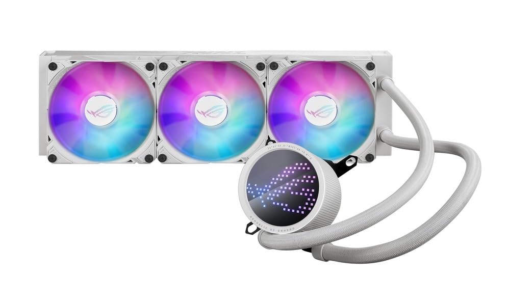 ASUS ROG RYUO III 360 ARGB White Edition All-in-one AIO Liquid CPU Cooler 360mm Radiator, Asetek 8th gen Pump Solution, Anime Matrix™ LED Display