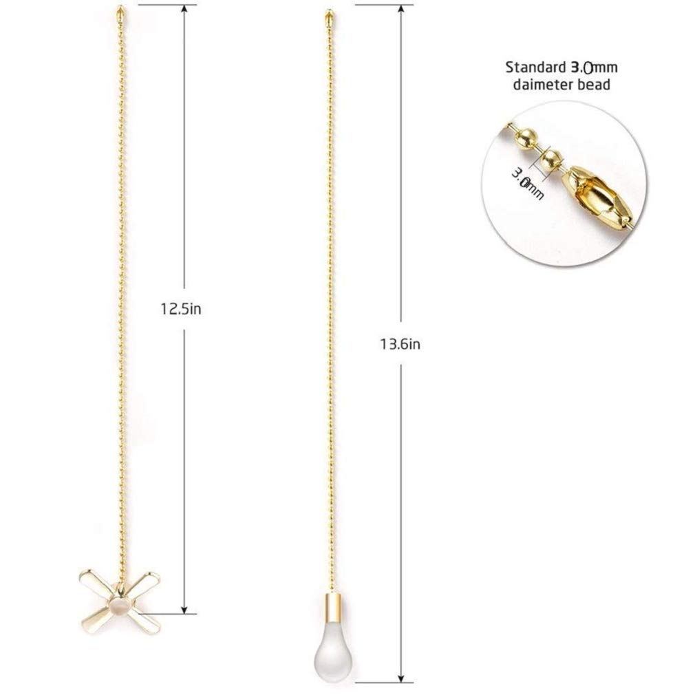 Ceiling Fan Pull Chain Fan Pulls 4PCS Light Fan Pattern Pull Chain Extension Fan Decorative 12 Inch Fan Pulls Set with Connector for Ceiling Fan