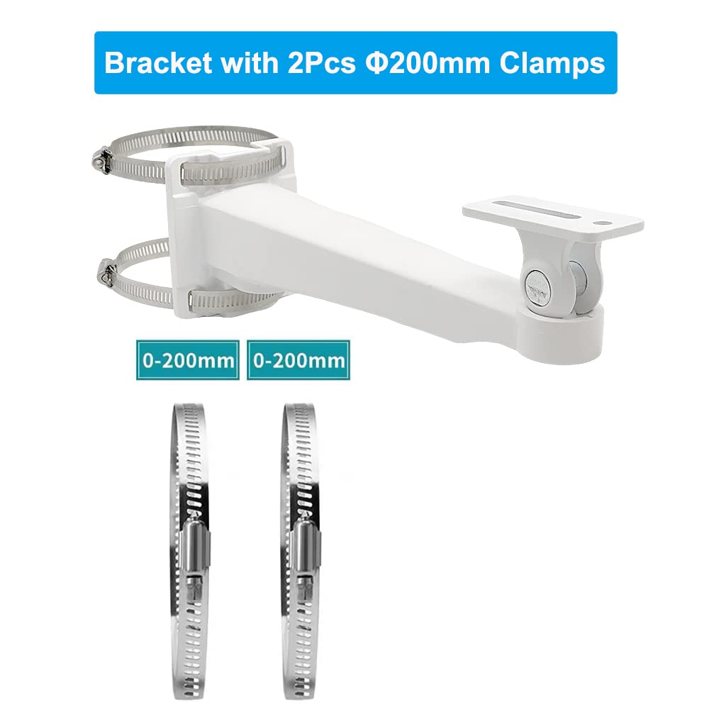 V-Fiabilidad CCTV Security Wall Pole Mounting Loop Bracket,27cm Long Arm Support Monitoring Pole Hoop Bracket Surveillance Camera Wall Mounted/Pole