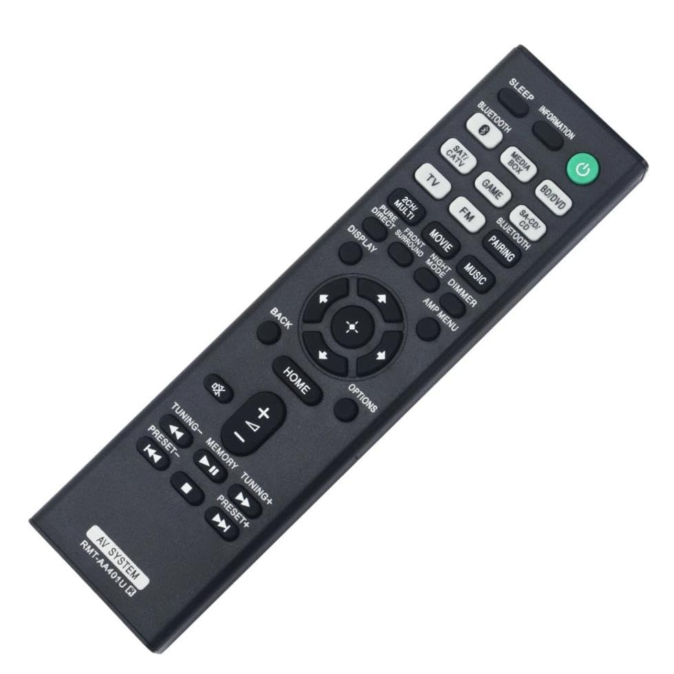 RMT-AA401U Replacement Remote Control for Sony AV Receiver Home Theater System in Living Rooms or Rooms, No Programming or Pairing Needed, Replace