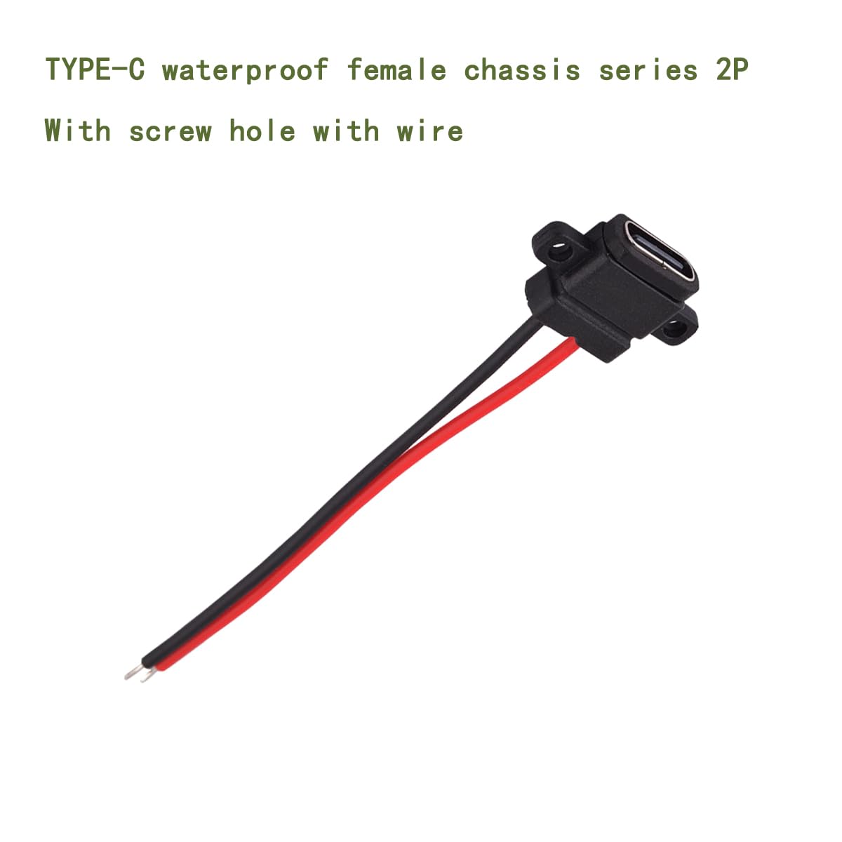 ZJKJHJY 4PCS Type-C Female Chassis Waterproof 2P Solder Wire Type USB C Pigtail Cable Extension Power Cable USB-C Plug t
